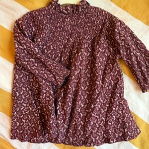 Doen Plum Floral Smocked Ruffle Tunic